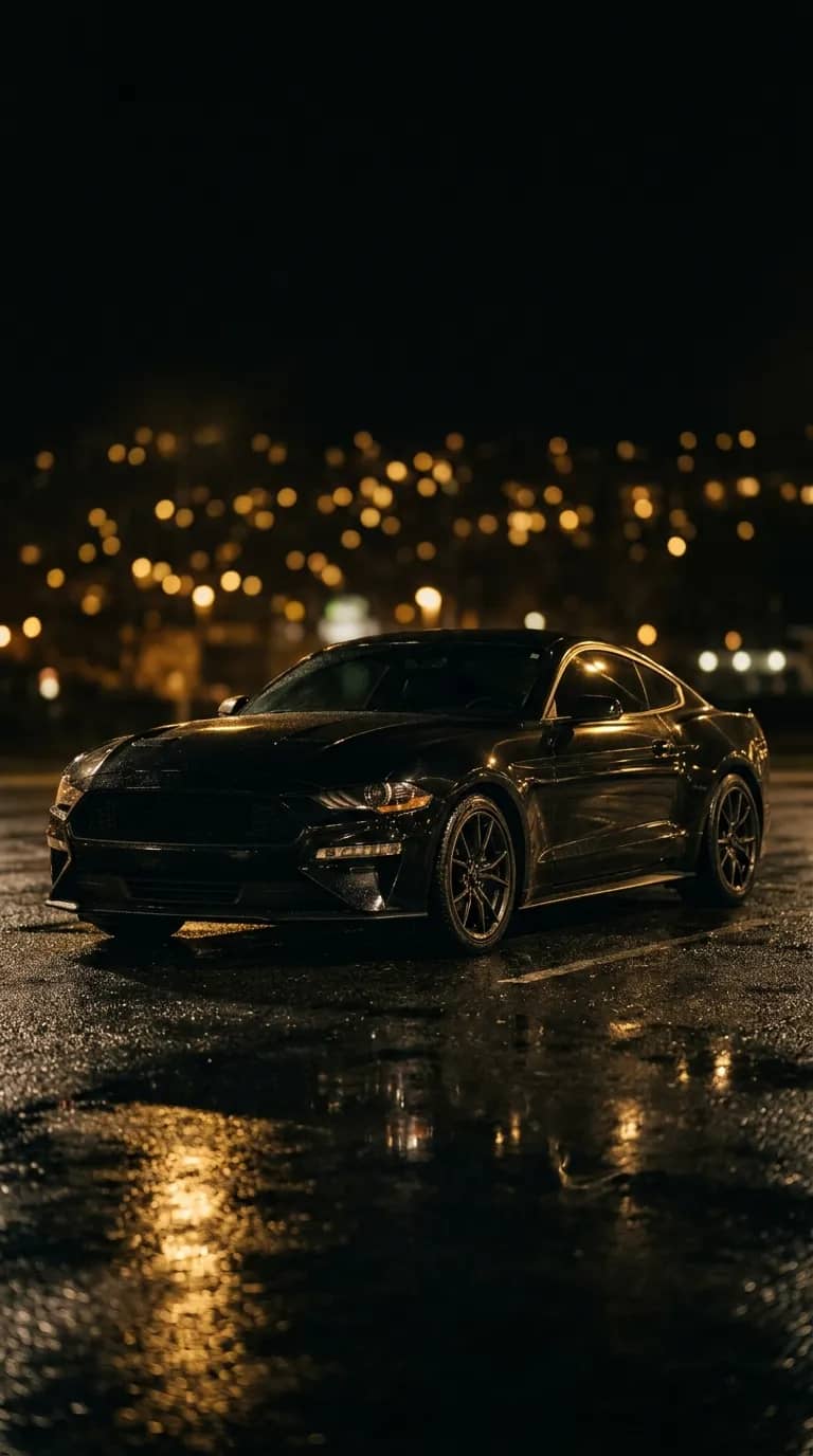 Car under showroom lights